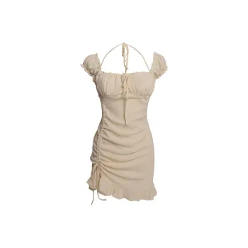 DOKZB Sleeveless Dress Women's Apricot