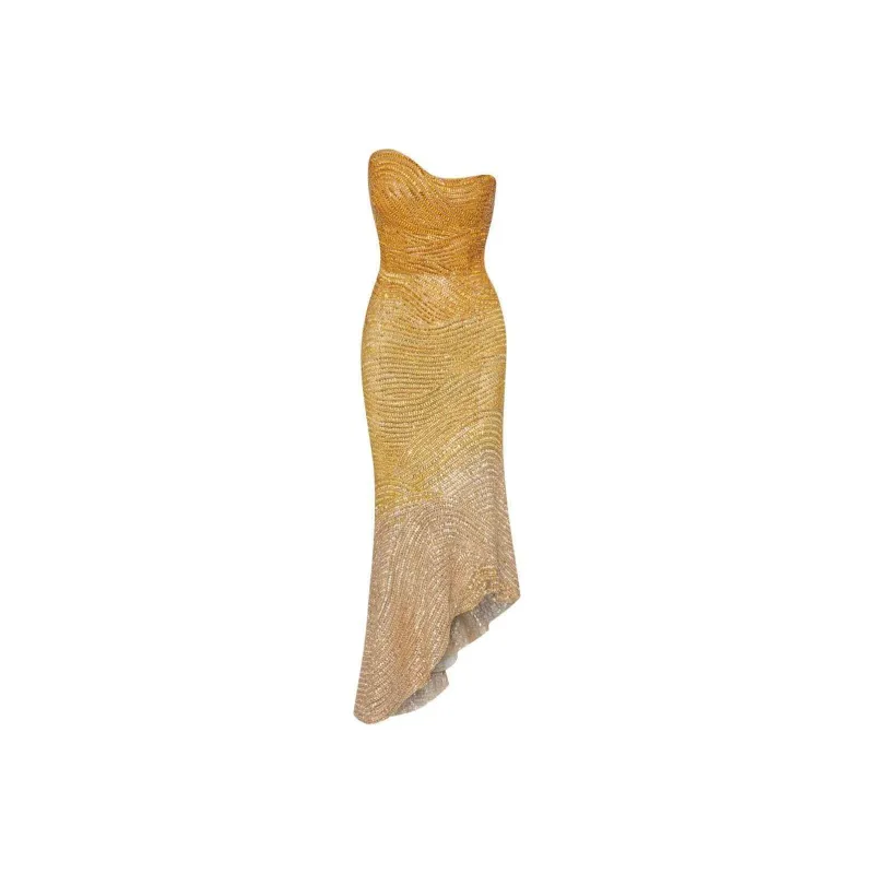 Oscar De La Renta Ombré Crystal-embroidered Cocktail Dress-0