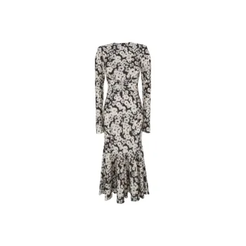 PHILOSOPHY DI LORENZO SERAFINI Flower Printed Crewneck Midi Dress