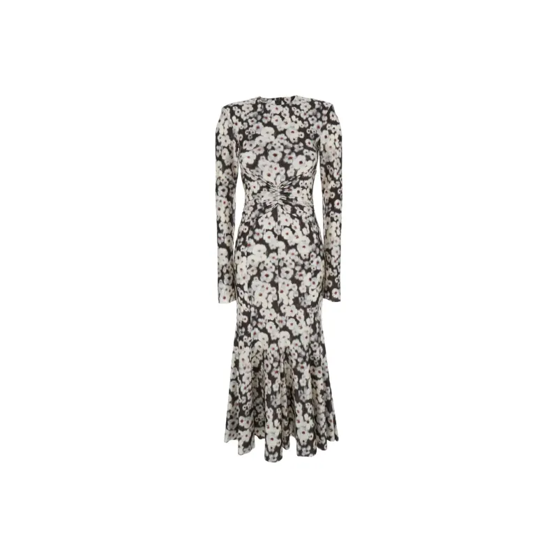 PHILOSOPHY DI LORENZO SERAFINI Flower Printed Crewneck Midi Dress-0