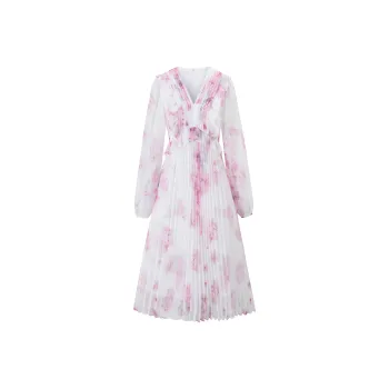 Fish Rabbits Long Sleeved Dress Women's Cherry Blossom Pink