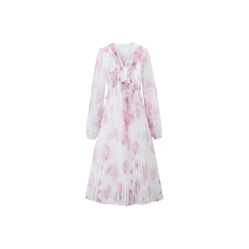 Fish Rabbits Long Sleeved Dress Women's Cherry Blossom Pink