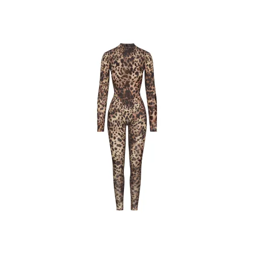 Skims X Dolce&Gabbana Cotton Jersey Long Sleeve T Shirt Leopard