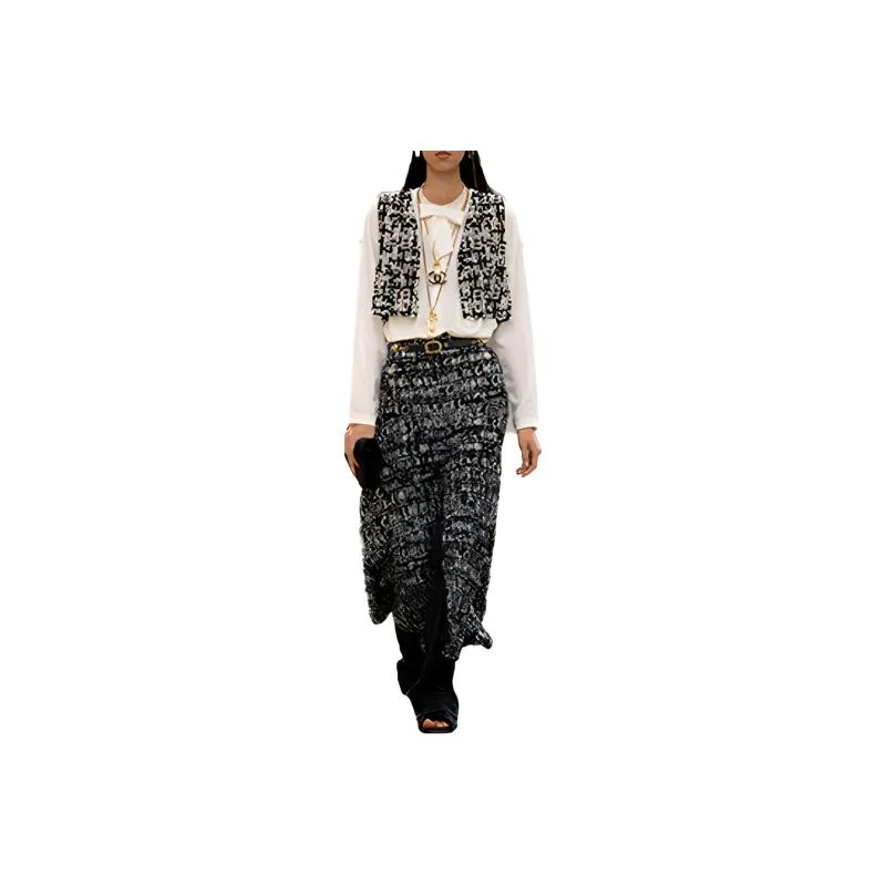 CHANEL Casual Long Skirts Women's Black-0