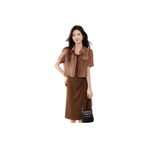 TERRE BLEUE Skirt Set Women's Coffee