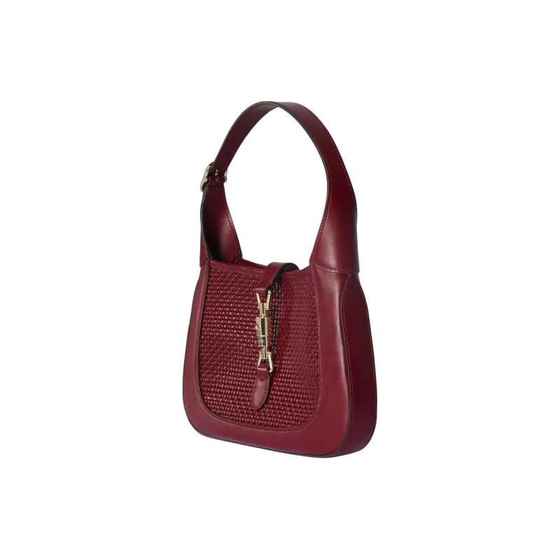 GUCCI Jackie 1961 Leather Handbag, Shoulder Bag Medium Size Women's Red-1