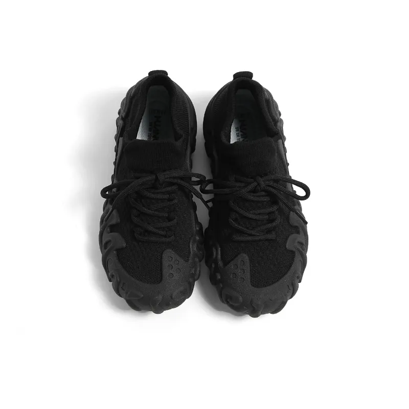 HUANQIU Non slip Lightweight Mid Top Casual Shoes Women's Black-5