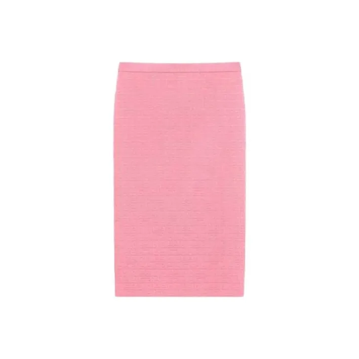 GIVENCHY Solid Color High-Rise Straight Fit Mid-Length Skirt Women's Pink-0