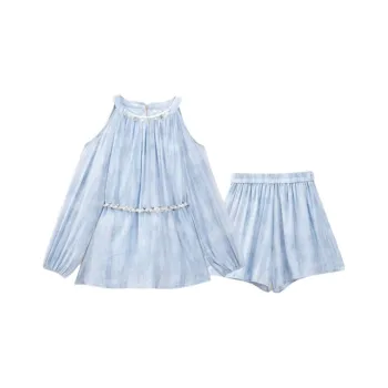 Love To Serve Casual Suit Women's Blue White Mixed Color