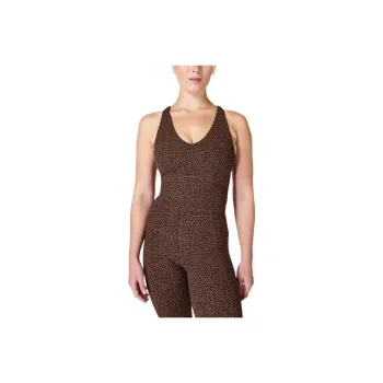 Sweaty Betty Tank Tops Women's Brown Leopard Print