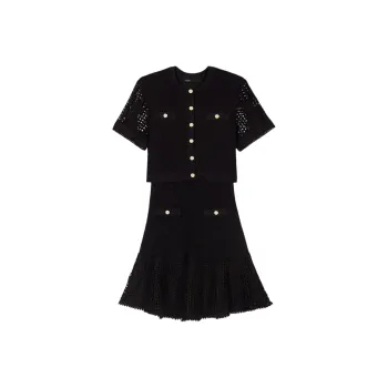 Maje Layered Crochet Mini Dress