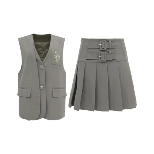 LOFT SHINE Two Piece Skirt Sets Women's Khaki Green