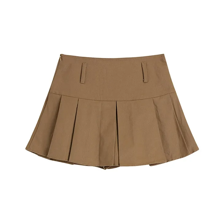 ETSE Casual Short Skirts Women's Khaki-0