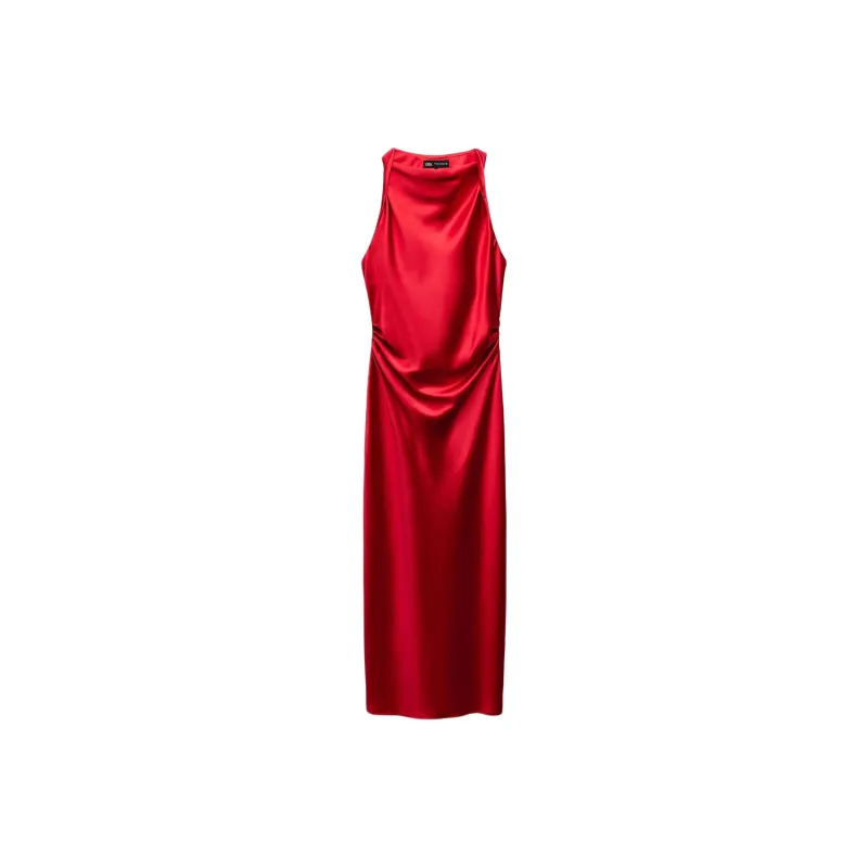 ZARA Sleeveless Dress Women's Bright Red-0