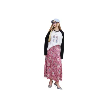 ELF SACK Casual Long Skirts Women's Cute Girlish Pink