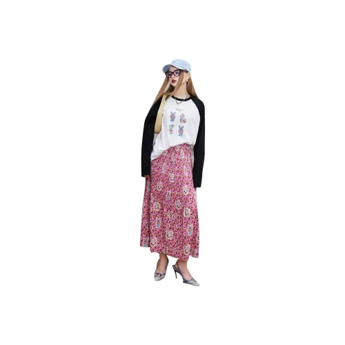 ELF SACK Casual Long Skirts Women's Cute Girlish Pink