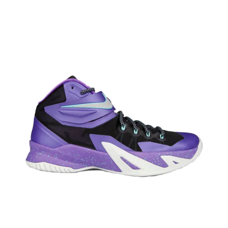 Nike Zoom Soldier 8 Anti Slip Wear Resistant High Top Basketball Shoes Men's Black Purple-1