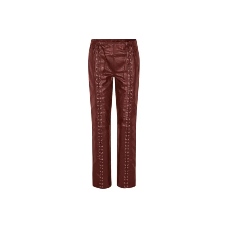 Saks Potts Leather Pants Women's Burgundy-0