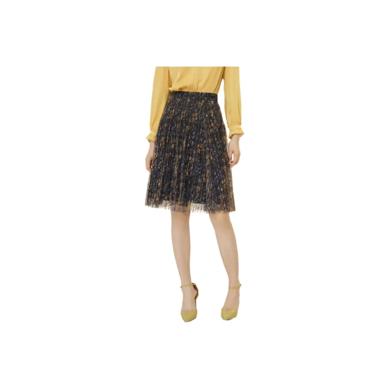 JZ Juzui Casual Long Skirts Women's Floral Dark Blue-0