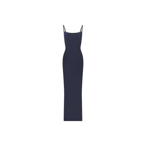 SKIMS FW24 FITS EVERYBODY LONG SLIP DRESS Slip Dresses Women's NAVY/Marine Blue