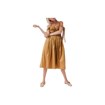 FREE PEOPLE x FOR LOVE & LEMONS Heidi Midi Dress Slip Dresses Women's Bronze Mist/Bronze Fog