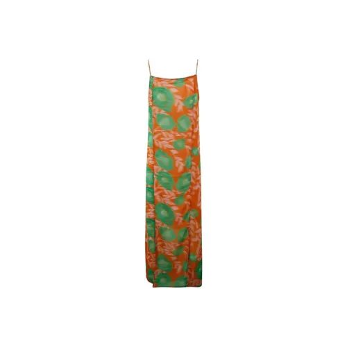 GANNI Side Slit Floral Printed Slip Dress