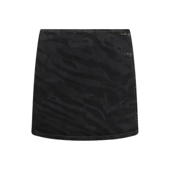 GANNI Zebra Printed Denim Mini Skirt