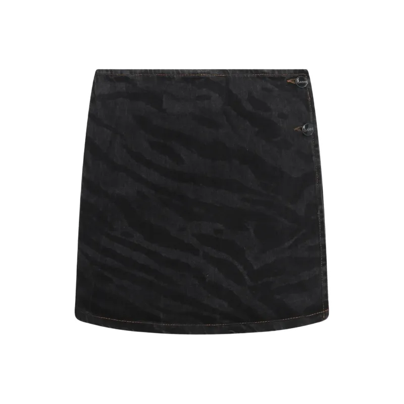 GANNI Zebra Printed Denim Mini Skirt-0