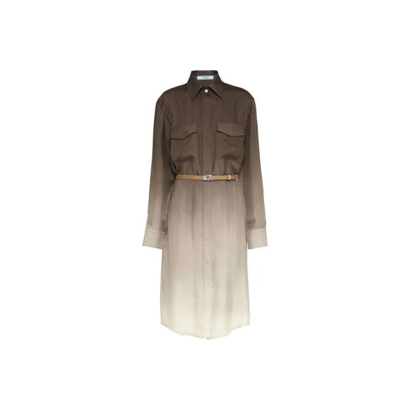 PRADA Gradient Silk Shirtdress-0