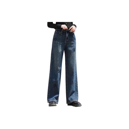 YUNGE Floor-Length Jeans Pants Women's Blue
