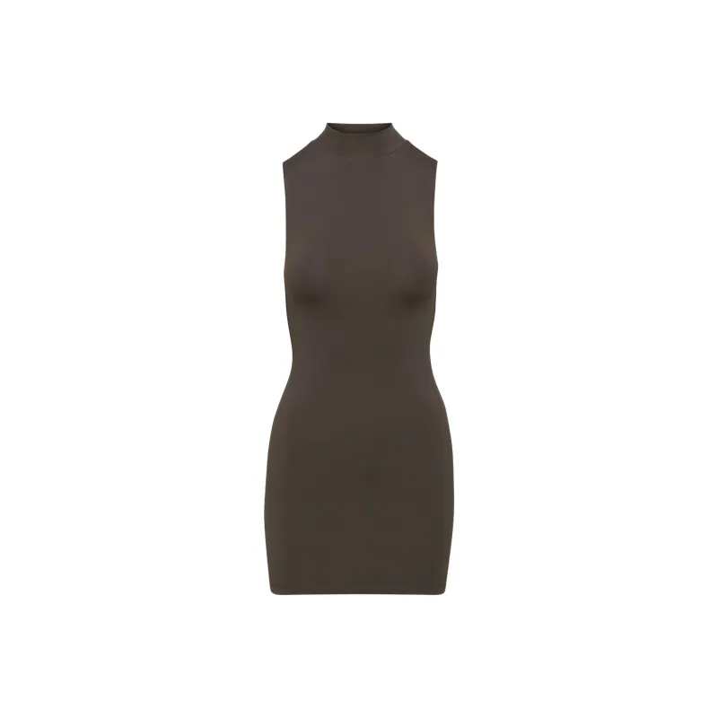 ARITZIA Contour Contour Mockneck Mini Dress Sleeveless Dress Women's Rich Mocha Brown-0