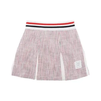 THOM BROWNE Rwb Striped Tweed Pleated Skirt