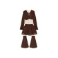 Set (Brown Coat+White Shirt+Brown Skirt+Brown Leg Warmer)