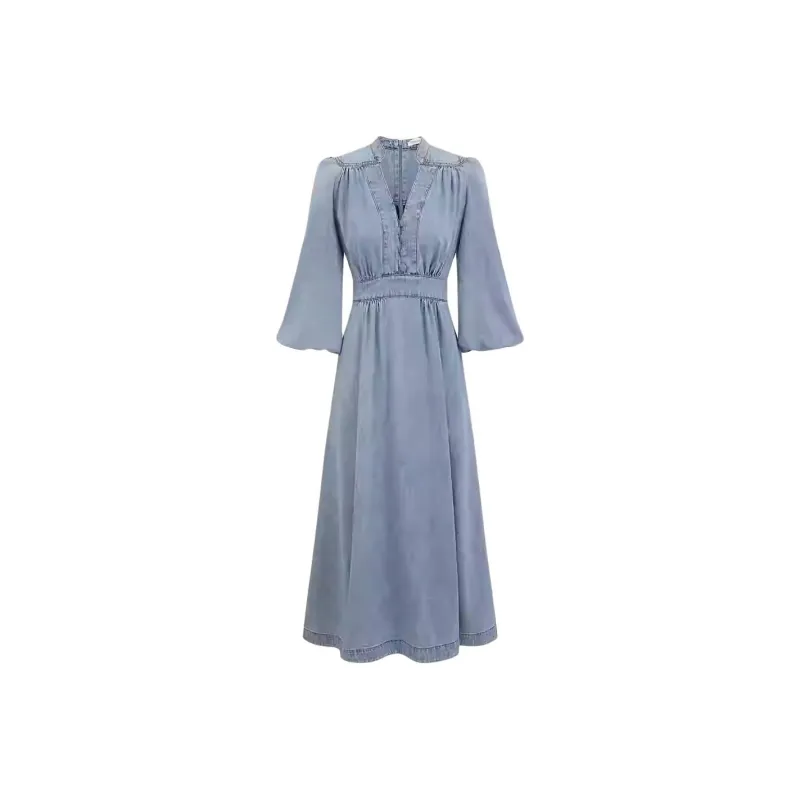 Zimmermann V neck Denim Dress-0