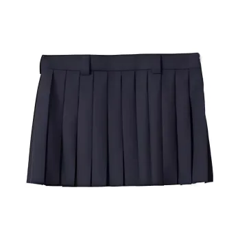 MIU MIU Logo Patch Pleated Mini Skirt