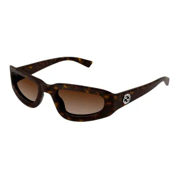 GUCCI Injection Molded Rectangular Sunglasses Unisex Brown