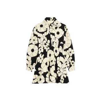 CELINE Skater Mini Dress In Wool Organza