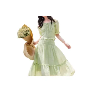 XIANGYING Skirt Set Women's Fruit Green