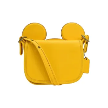 COACH Disney, Collaboration Leather Shoulder Bag, Crossbody Bag Mini Women's Banana Yellow