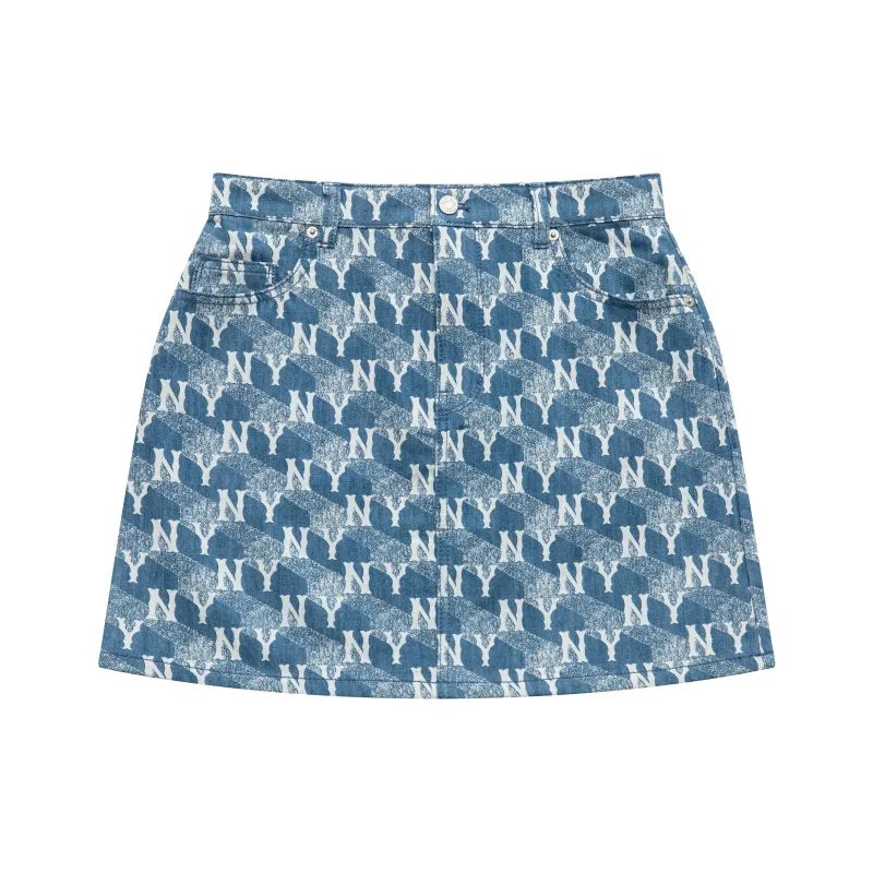 MLB New York Yankees Casual Short Skirts Women's Sky Blue-0