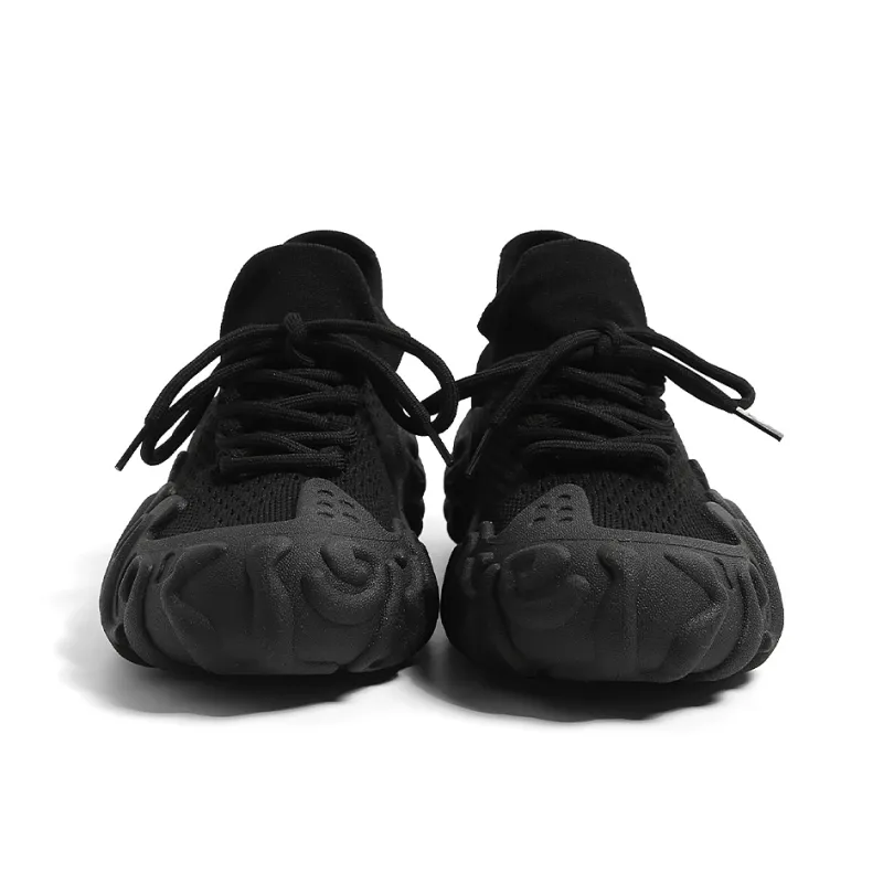 HUANQIU Non slip Lightweight Mid Top Casual Shoes Women's Black-4