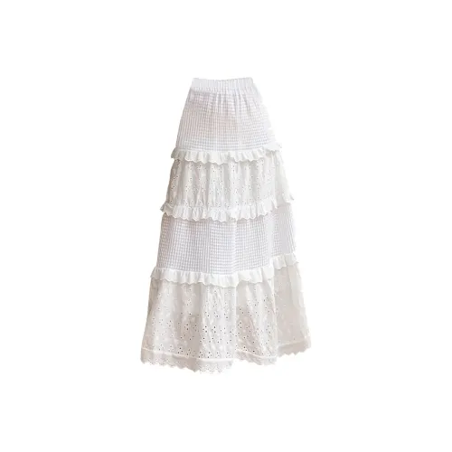 Hao Zhilang Casual Long Skirts Women's White