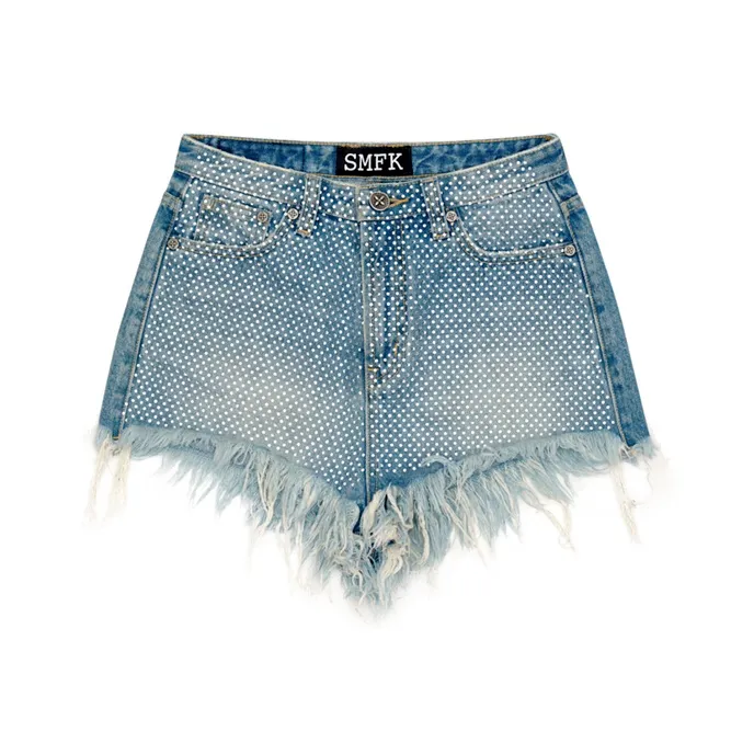 SMFK Denim Shorts Women's Diamond Blue Denim-0