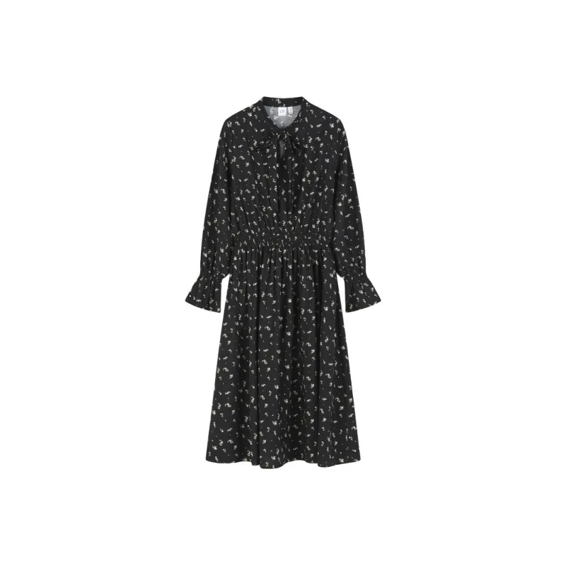 GAP Long Sleeved Dresses Women's Black Floral-0