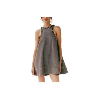 FREE PEOPLE You're A Gem Mini Dress Sleeveless Dress Women's Washed Black Combo/Washed Black Combination