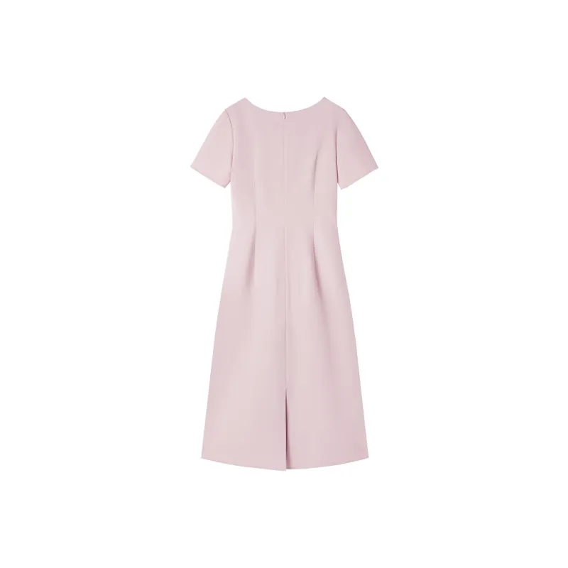 XIANGYING Short Sleeved Dress Women's Pink-1