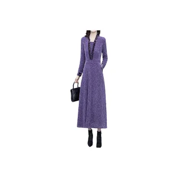 Mapping Long Sleeved Dresses Women's Purple