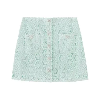 Self portrait Casual Short Skirts Women's Mint Green