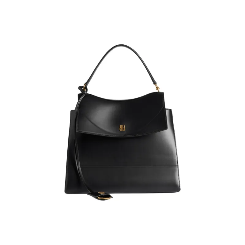 Balenciaga Cow Leather Handbag Medium Size Women's Black-0