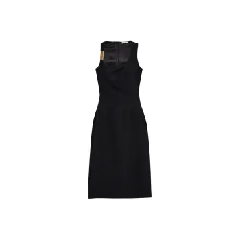 Ferragamo Gathered Neckline Corseted Dress